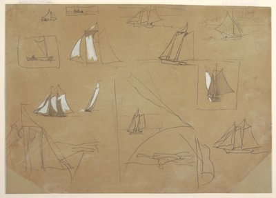 Schetsen van zeilboten door Winslow Homer