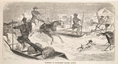 Sleetochten op Haymarket Square, Boston, 1859 door Winslow Homer