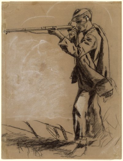 Soldaat die richt [recto] door Winslow Homer