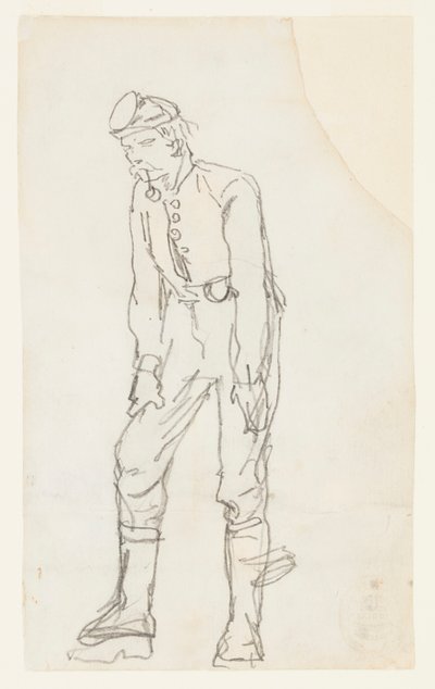 Soldaat met pijp in zijn mond door Winslow Homer