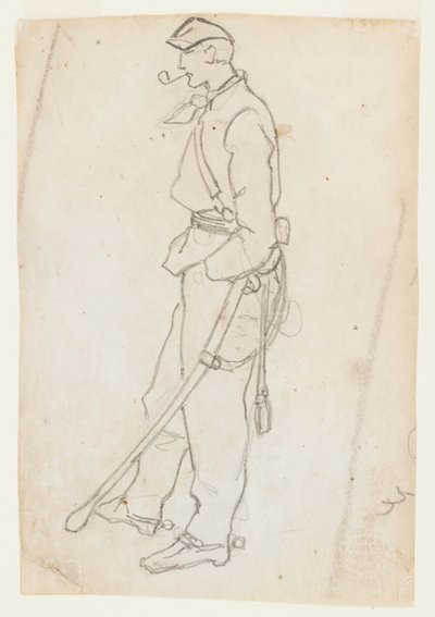 Soldaat met zwaard en pijp door Winslow Homer