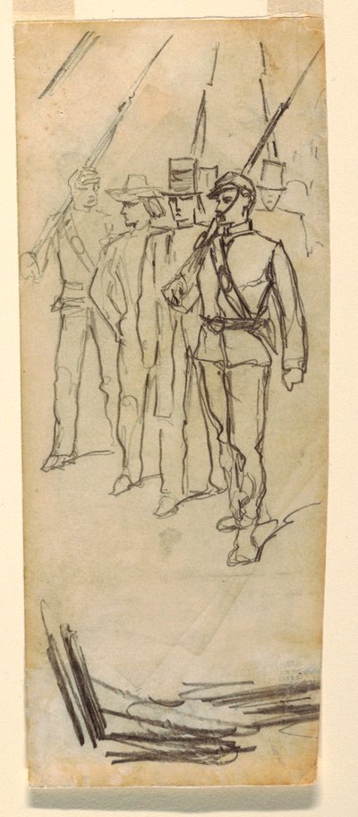 Soldaten begeleiden burgers door Winslow Homer