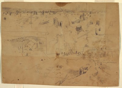 Studies van een slagveld met boomstronken en verbrijzelde boomstammen, Petersburg, Virginia door Winslow Homer