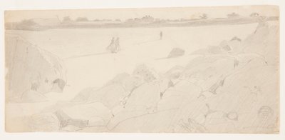 Studie voor "Rotsachtige kust en meeuwen" door Winslow Homer
