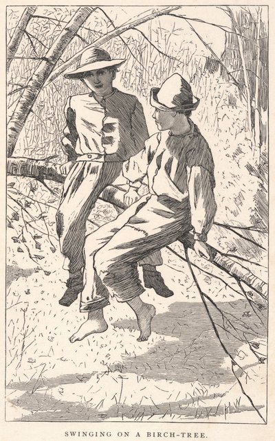 Schommelen aan een berkenboom, uit Onze Jonge Mensen, juni 1867 door Winslow Homer