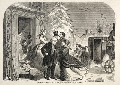 Dankzeggingdag - Aankomst bij het Oude Huis, 1858 door Winslow Homer