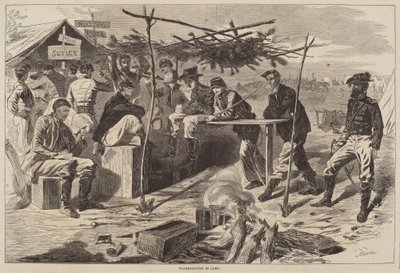 Thanksgiving in Kamp, gepubliceerd 1862 door Winslow Homer