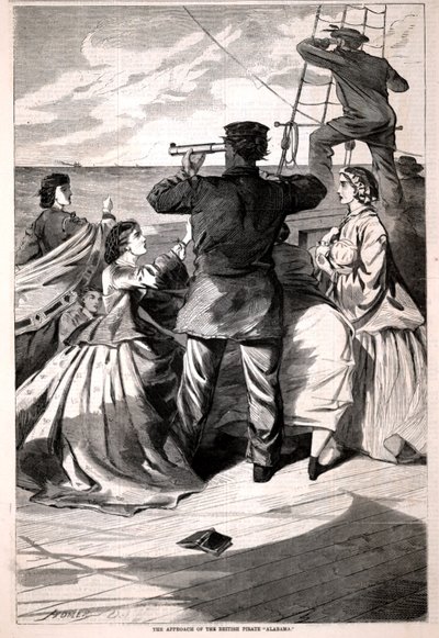 De nadering van de Britse piraat "Alabama", uit Harper