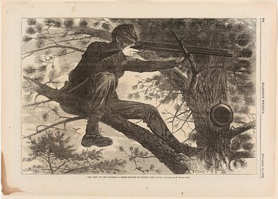 Het leger van de Potomac - een scherpschutter in wachtdienst door Winslow Homer