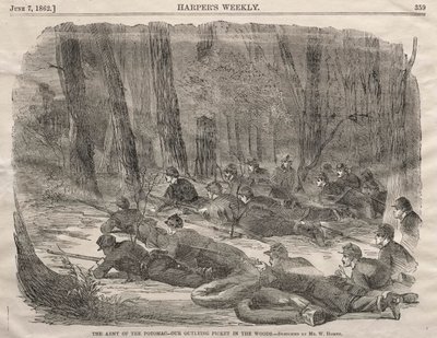 Het Leger van de Potomac - Onze Buitenpost in het Bos, 1862 door Winslow Homer