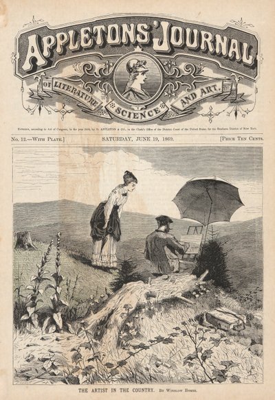De kunstenaar op het platteland, omslagillustratie voor Appleton door Winslow Homer