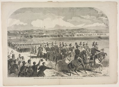 De Grote Parade in Kamp Massachusetts, nabij Concord, 9 september 1859 door Winslow Homer