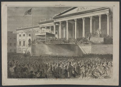 De inhuldiging van Abraham Lincoln als president van de Verenigde Staten, op het Capitool, Washington, 4 maart 1861 door Winslow Homer