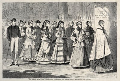 De Ochtendwandeling - Jonge Dames School Promeneren op de Avenue, 1868 door Winslow Homer