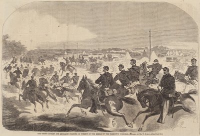 De cavalerie en artillerie van de Unie beginnen de achtervolging van de rebellen op Yorktown... door Winslow Homer