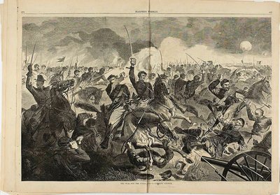 De oorlog voor de Unie, 1862 - een cavalerieaanval door Winslow Homer