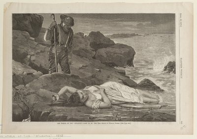 Het wrak van de Atlantic dat door de zee aan land is geworpen door Winslow Homer