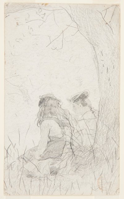 Twee Meisjes Zittend op een Bank door Winslow Homer