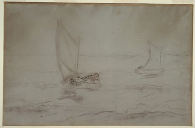 Twee Sloepen die Zeilen door Winslow Homer