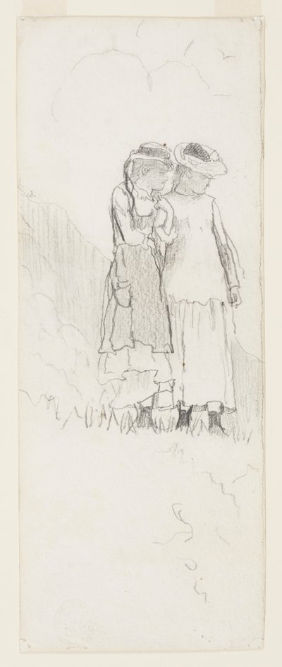 Twee jonge meisjes in een veld door Winslow Homer