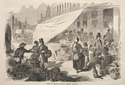 Uitzicht op South Market Street, Boston door Winslow Homer