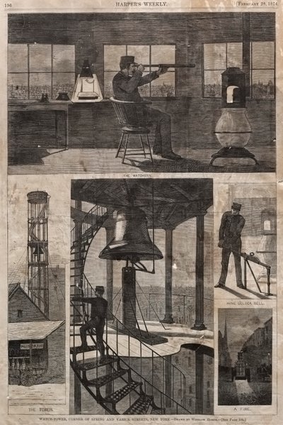Uitkijktoren, hoek van Spring en Varick Streets, New York door Winslow Homer