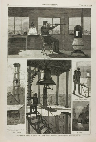 Uitkijktoren, hoek van Spring en Varick Streets, New York door Winslow Homer