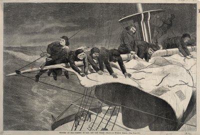 Winter op Zee - Zeilen Inhalen voor de Kust, 1869 door Winslow Homer