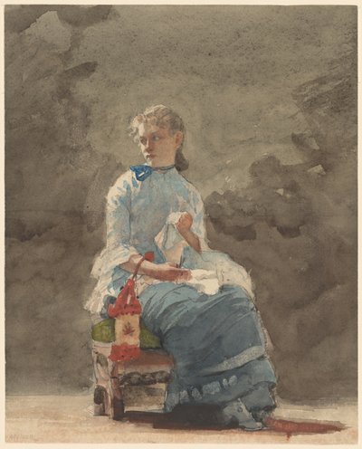 Vrouw die naait, 1878-9 door Winslow Homer