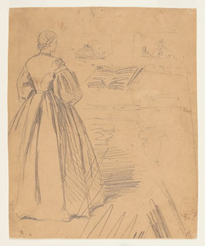Vrouw Staand voor een Piano door Winslow Homer