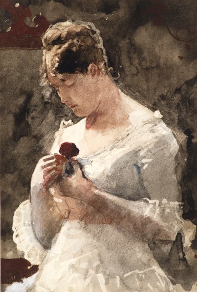 Vrouw met een roos, 1879 door Winslow Homer