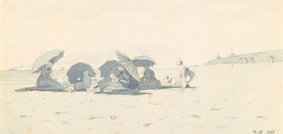 Vrouwen en Kinderen op het Strand in Long Branch, New Jersey door Winslow Homer