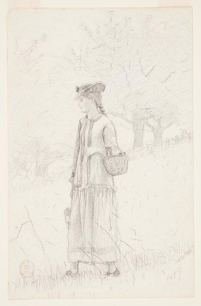 Jonge vrouw met een mand door Winslow Homer