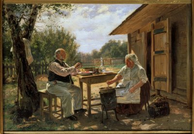 Bij het maken van jam door Wladimir Jegorowitsch Makowski