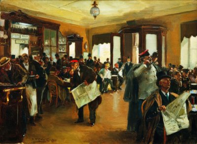 In Café Dominique door Wladimir Jegorowitsch Makowski