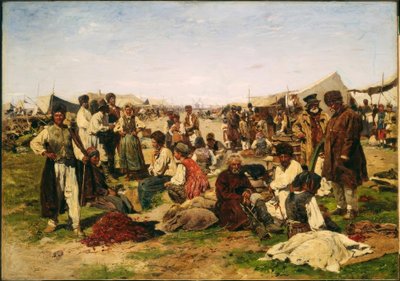 Jaarmarkt in Poltawa door Wladimir Jegorowitsch Makowski