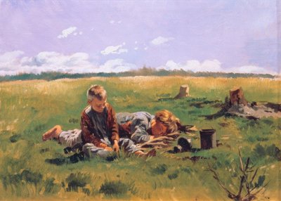 Jongens op een weide door Wladimir Jegorowitsch Makowski