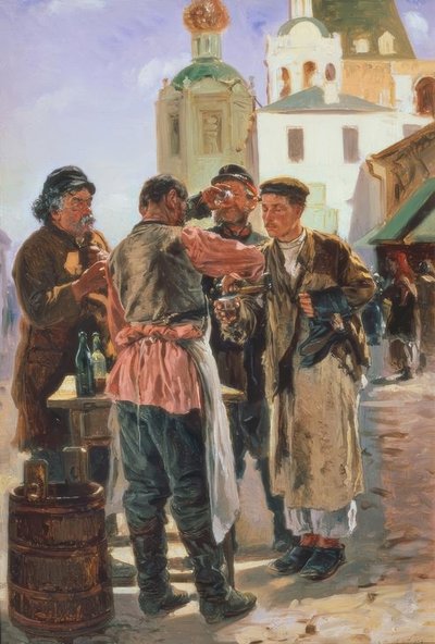 Kvass-verkoper door Wladimir Jegorowitsch Makowski