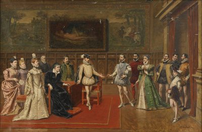 Catherine de Medici ontmoet haar zonen Charles IX en Henry III door Wladyslaw Bakalowicz