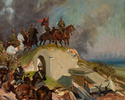 Slagveldscène uit de Eerste Wereldoorlog door Wojciech Kossak