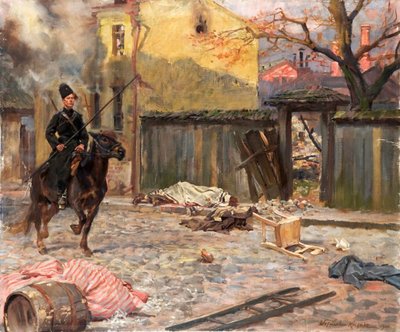 De Overval Pogrom, 1907 door Wojciech Kossak