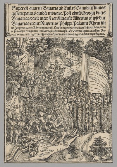 Beierse Oorlog, plaat 18 uit Historische Scènes uit het Leven van Keizer Maximiliaan I van de Triomfboog door Wolf Traut