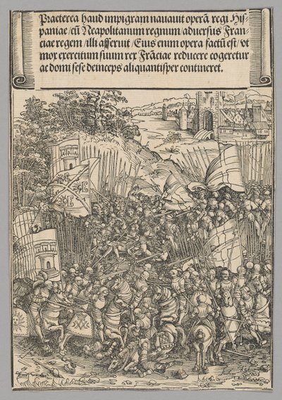 Verovering van Napels, plaat 17 uit Historische Scènes uit het Leven van Keizer Maximiliaan I uit de Triomfboog door Wolf Traut