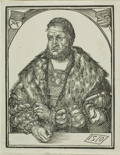 Keurvorst Frederik III van Saksen, uit Speculum intellectuale felicitatis humane door Wolf Traut