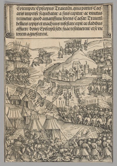 Belegering van Utrecht, plaat 6 uit Historische Taferelen uit het Leven van Keizer Maximiliaan I van de Triomfboog door Wolf Traut
