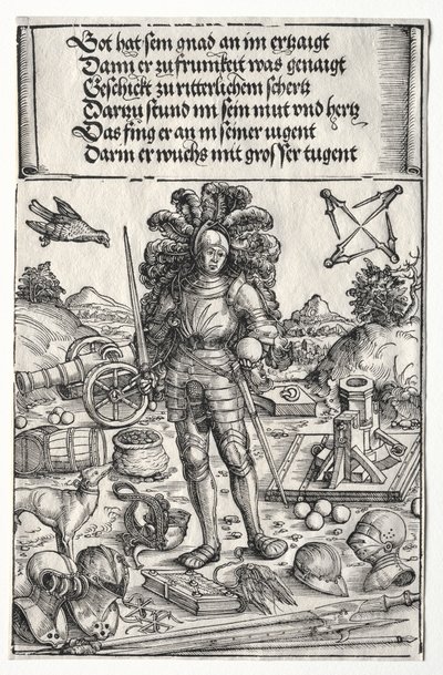 De Triomfboog van Maximiliaan I: Keizer Maximiliaan als Beschermer van Verbeteringen in Artillerie en Pantser door Wolf Traut