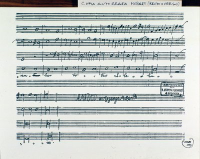 Bladmuziekpagina voor Querite primum regnum Dei door Mozart om de titel van Accademia filarmonico te verkrijgen, versie gecorrigeerd door vader Martini (1770) door Wolfgang Amadeus Mozart