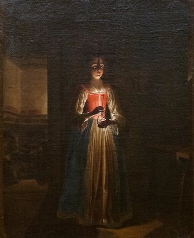 Vrouw met lantaarn door Wolfgang Heimbach