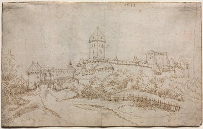 Zicht op een Kasteel (recto) door Wolfgang Huber