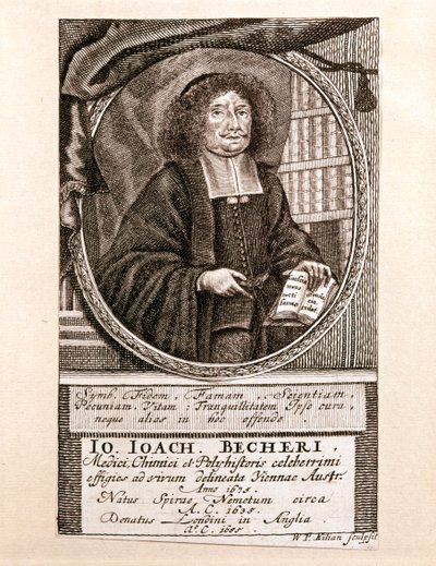 Portret van Johann Joachim Becher (gravure) door Wolfgang Philipp Kilian